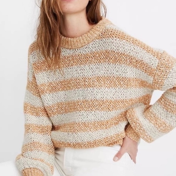 Madewell Baez Striped Knit Sweater Wool Alpaca Blend - Picture 1 of 4